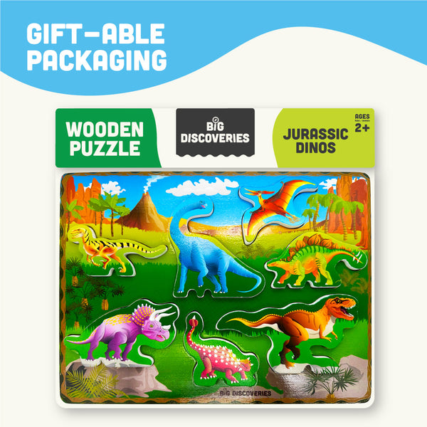 Jurassic Dinos Puzzle for Toddlers - Big Discoveries Wooden Puzzle