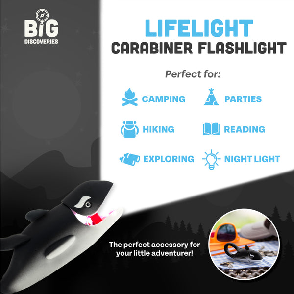 Big Discoveries Orca LifeLight - Fun Mini Animal Carabiner