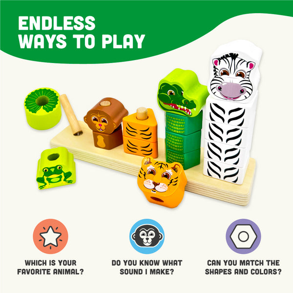 Big Discoveries Wild Stacker - Animal Block Stacking Puzzle - Ages 2+